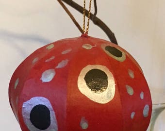 SALE! Two Dollars Off Original Price: Hand painted 5 inch paper mache tree ornament.
