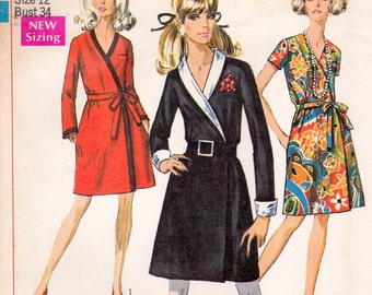 Vintage '60s sewing pattern, Simplicity 7799, wrap dress, size 12, neatly cut