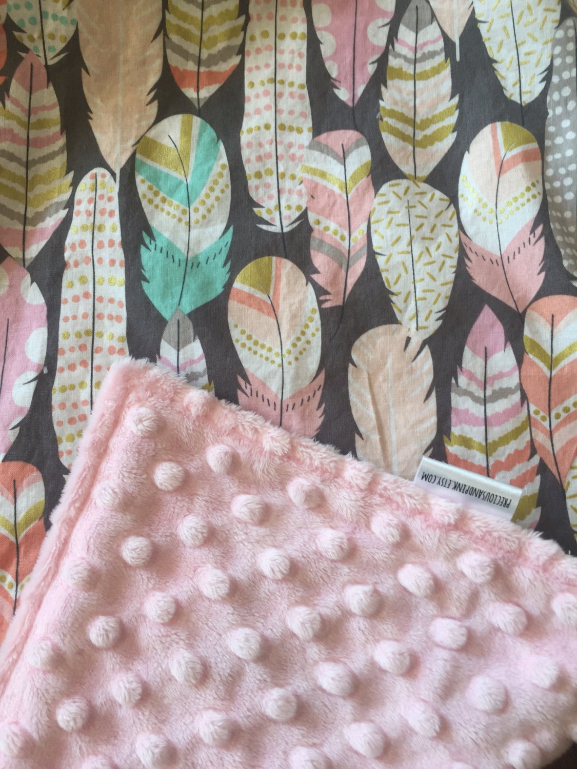 Feather Baby Blanket Girl Minky Blanket Southwestern