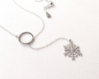 Snowflake Lariat Necklace in Sterling Silver