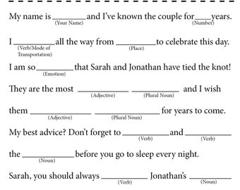 Wedding Mad Libs Guest Book