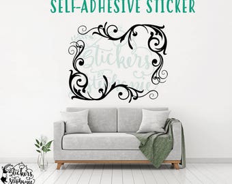 STICKER v160-A Set of 2 Corner Scroll Flourish Vinyl Decal *Specify Color Choice in Notes or BLACK Vinyl