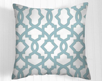 Decorative Throw Pillow Cover/ grey blue and white.Cushion Covers Pillow Home Decor front & back - Accent Pillow Decorative