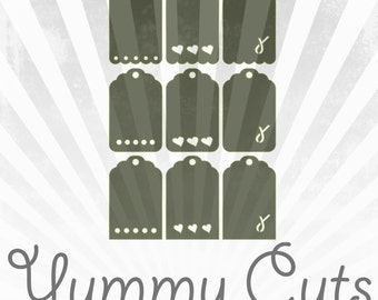 Cutout Shaped Tags SVG, DXF, EPS, Studio files for Vinyl, Heat Transfer, Stencil, Card making