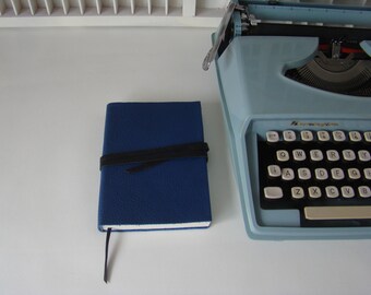 Note Book 12, 5x17 cm-thick note book blank-blue/black leather-diary-writing Book