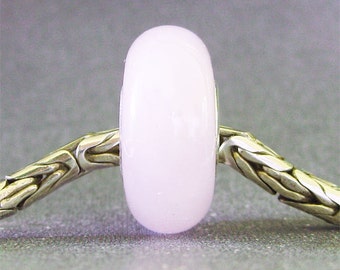 Pink Lampwork Shampoo Glass Euro Charm Bead Blush Satin
