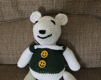 Handmade 11" Smiley Button Bear