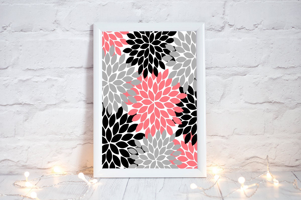 CORAL GRAY Black Wall Art Bedroom Canvas or Prints Coral Gray