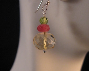 Gemstone drop earrings, gemstone earrings, citrine earrings, peridot earrings, dangle earrings, drop earrings, gemstone jewelry, earrings