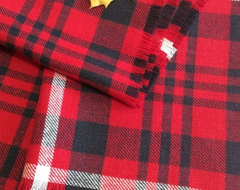 Red Blanket scarf Tartan plaid scarf Linen scarf Plaid scarf Scottish scarf Red gift for wife Pure Linen gift