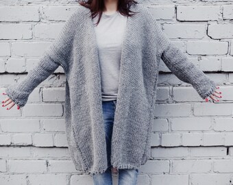 Oversized chunky knit cardigan, hand knitted, chunky coat by DoingChic