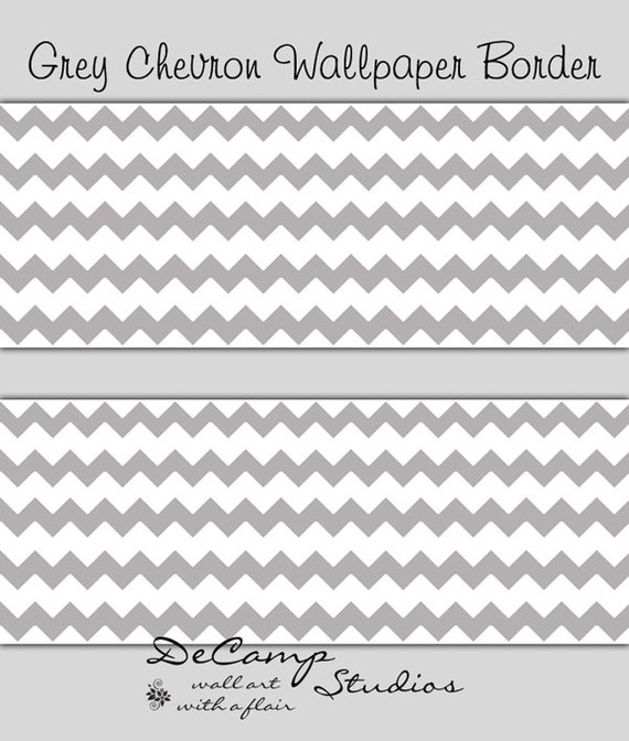 GREY GRAY CHEVRON Wallpaper Border Wall Decal Baby Girl Boy