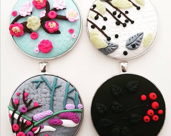 Cabochon Pendant with Seasons