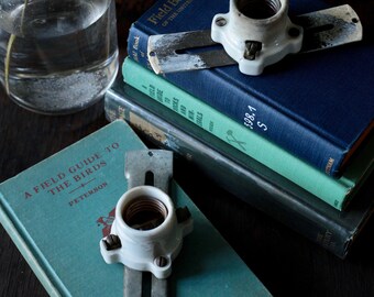 Pair of vintage ceramic light sockets, antique fixtures
