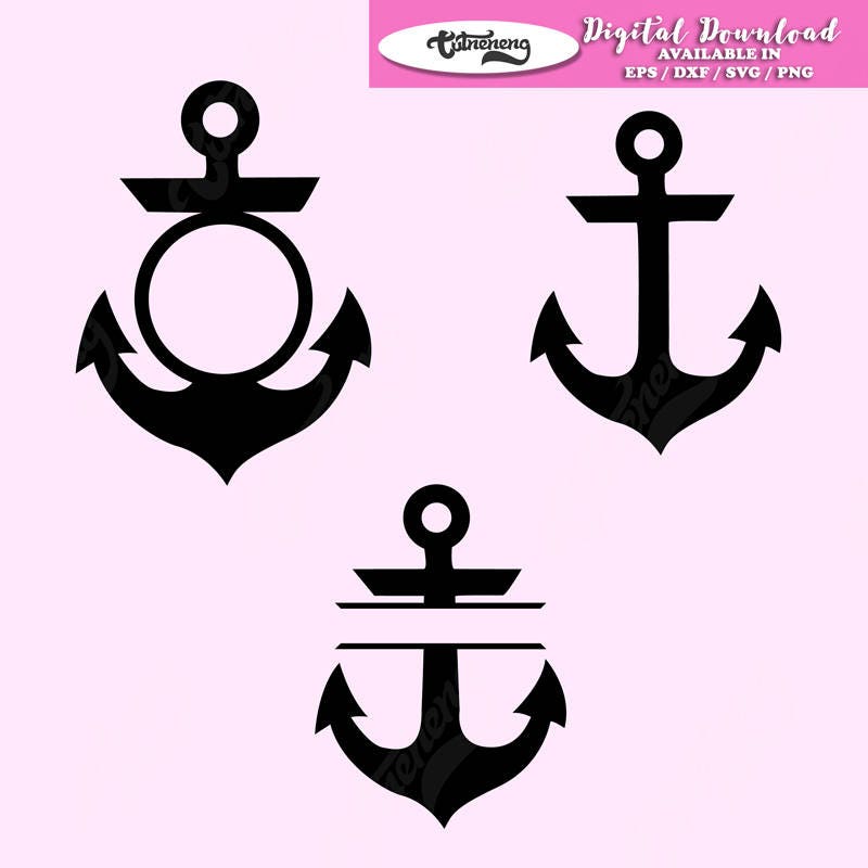 Anchor SVG for Silhouette Cameo Anchor monogram Split Anchor