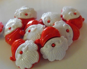 10 Santa Face Shank Buttons Size 11/16".