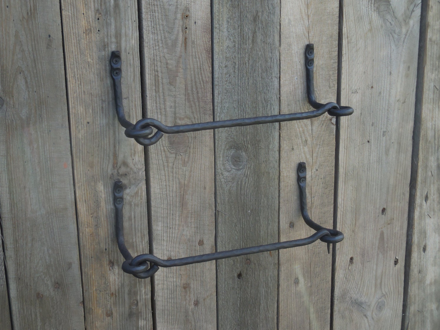 Set of 2 wrought iron towel bars black Bathroom