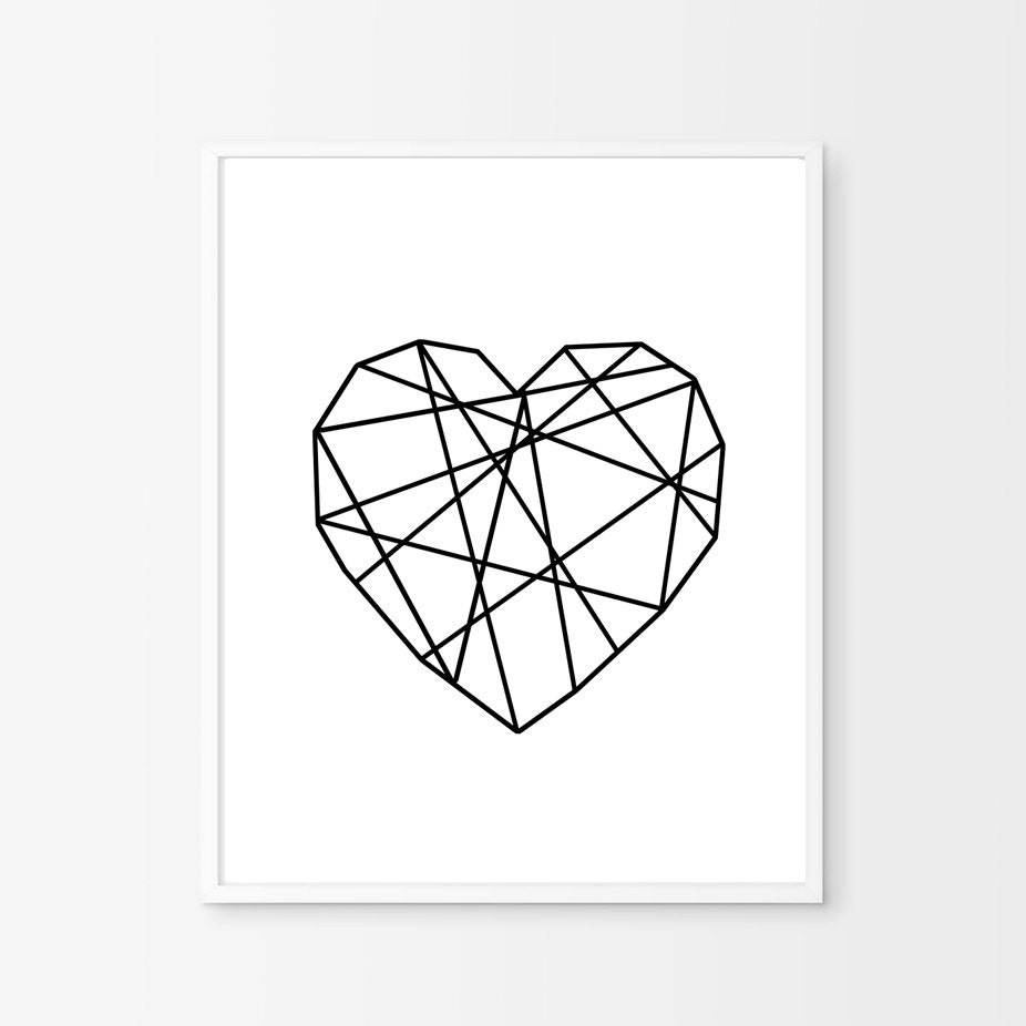 Art scandinave coeur impression affiche minimaliste