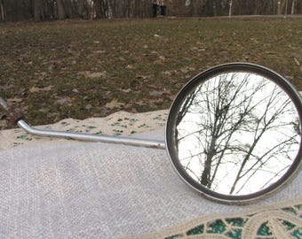 Vintage Round Silver Bicycle Mirror, Soviet Union Classic Bike Parts, Spare Mirror For DIY Bike, Vintage Collectible Mirror Bike Spare Part