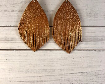 Leather Fringes Earrings/ Hand-cut Leather Fringes/Hand-painted Earrings/ Large Earrings/ Lightweight Earrings
