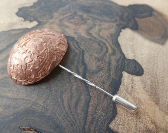 Etched Copper Brooch with Sterling Silver Pin