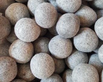 Wool Dryer Balls - 6 Large Natural Grey Wool Dryer Balls - Dryer Ball Set - Wool felt Balls - Great For Cloth Diapers - Felted Dryer Balls