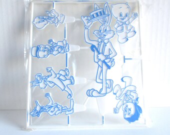 Vintage Bugs Bunny Loony Toons Plastic Birthday Cake Topper Picks with Candle Holders 1978 Warner Bros Collectible