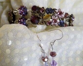 Lavender Bouquet Bracelet and Earring Set