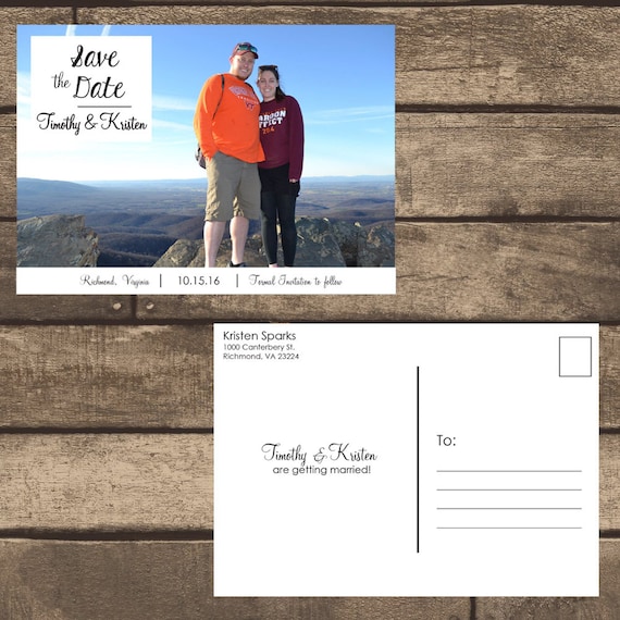 printable pdf front back save the date postcard w photo
