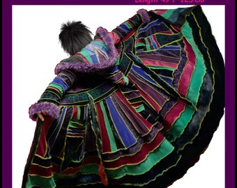 elf coat, fairy coat, rainbow coat, velvet coat, patchwork coat, gypsy coat, hippie coat, boho coat, size XL