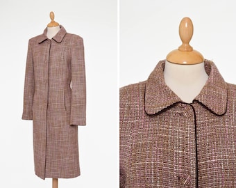 Vintage 1980s brown tweed wool coat - size S/M