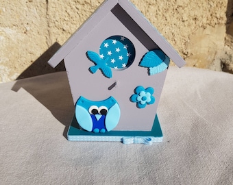 piggy bank birdhouse with OWL (ref TC004)