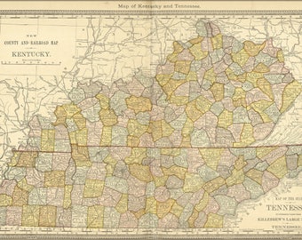 Poster, Many Sizes Available; Map Of Kentucky And Tennessee 1881