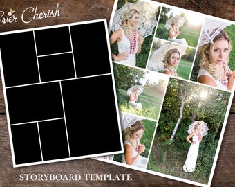 8-Rectangle Photo Digital Collage Storyboard Photographer Template PSD Social Media Blog Facebook Pinterest Photography