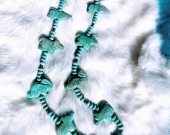 Native American Animal Stone Necklace 32"