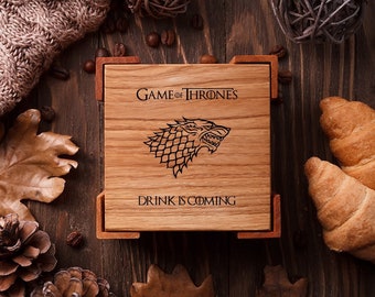 Game of Thrones gift Custom coasters Engraved coasters Wedding coasters favor Bridal shower gift Personalized coasters set Housewarming Gift