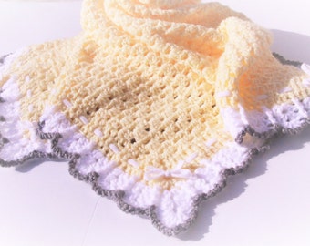Yellow Baby Blanket, Crochet Baby Blanket, Granny Square, Crochet Afghan, Yellow Grey Blanket, Handmade Blanket, Crochet Blanket, Blanket