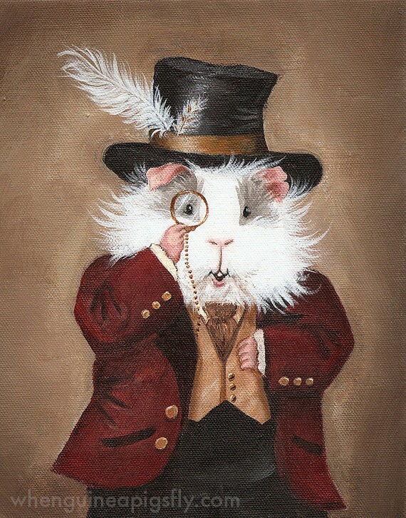 Simon Cranberry Victorian Guinea Pig Portrait Print Funny