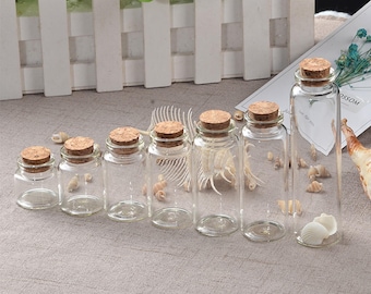 50pcs 10ml 15ml 20ml 25ml 30ml 40ml 55ml Glass Bottles with Cork Empty Bottles Jars Containers Vial Crafts Bottles Jars