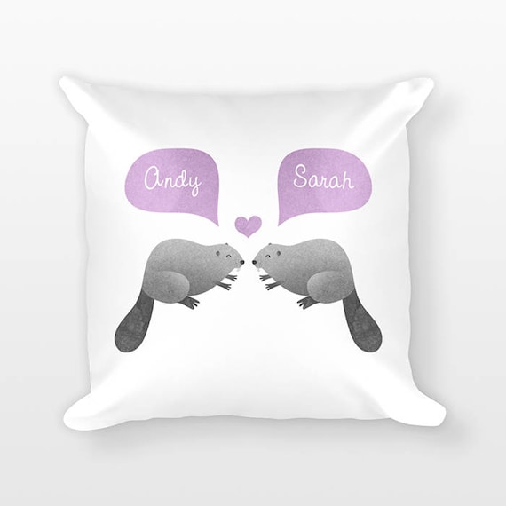 BEAVER Pillow, Animal Couple Pillow, Personalized Pillow, Unique Wedding Gift for Couple, Custom Throw Pillow, Decorative Pillow for Couch
