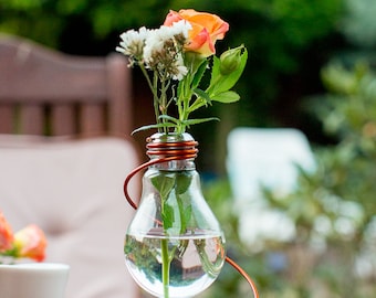 Top Sales!!! Vintage Flower Vase from Recycled Light Bulb, Wedding Decor, Cottage Chic, Outdoor or Rustic Decor