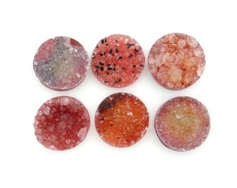 Druzy Cabochon - Red Round Shaped Druzy Cabochon 16mm - Perfect for Jewelry Making (RK103B9-04)