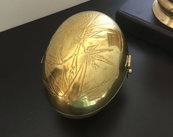 Vintage Oval Brass Box - Bohemian Decor, Brass Box for Jewelry, Keepsakes, Trinkets, Pet Cremation Container, Ashes Container for Bird