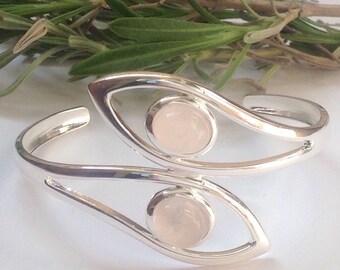 Cuff bangle, Rose quartz cuff bangle, Rose quartz bracelet, gemstone bangle, gemstone bracelet