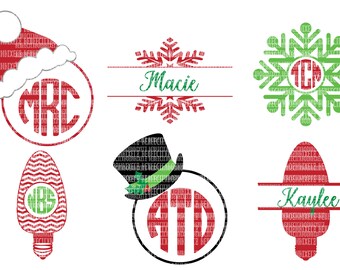 Christmas SVG Files, Monogram Frame for, Silhouette and, Cricut Design Space, Commercial Use Ok, dxf eps files, Scrapbooking Templates,