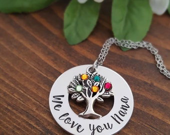 We Love You Nana Necklace | Birthstone Necklace For Nana | Birthday Gifts For Nana | Grandmother Necklace | Gift For Nana | Grandma Necklace