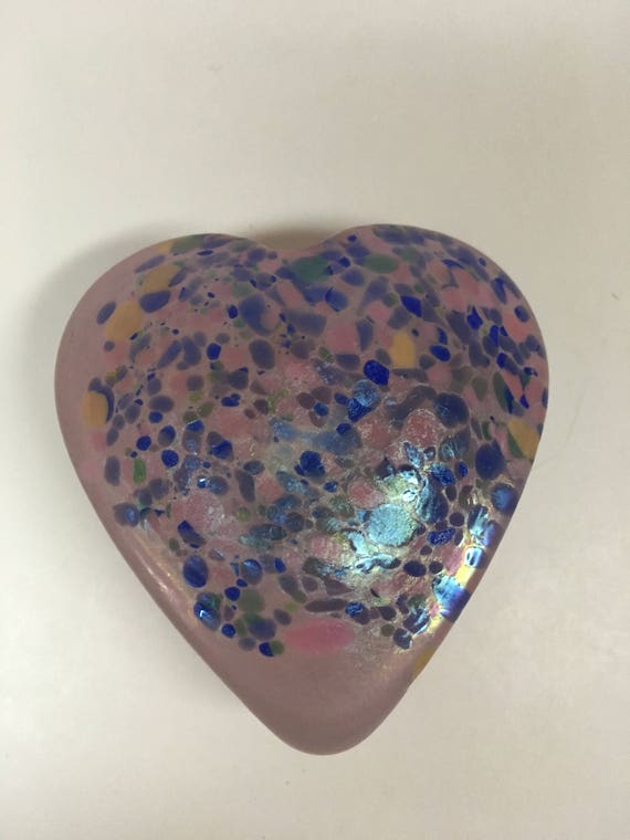 Robert Held Art Glass Rhag Heart Shaped Paperweight