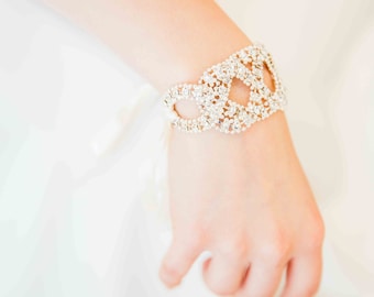 Bride rhinestone Cuff Bracelet - retro vintage
