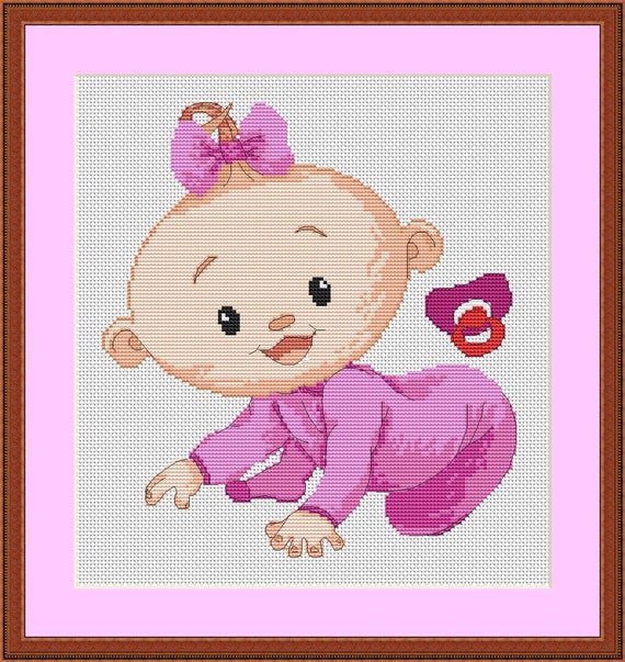 Baby cross stitch pattern Baby Design girl cross stitch Baby