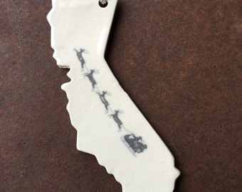California Christmas Ornaments, California Ornaments, California Gifts, Simple Christmas Ornaments, Clay Ornaments, White Handmade Ornaments